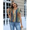 Zeagoo Womens Tops Dressy Casual Textured Blouses Cap Short Sleeve Shirts V Neck Button Up Summer Spring Work Tshirt Clothes(Multicolor 289)
