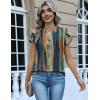 Zeagoo Womens Tops Dressy Casual Textured Blouses Cap Short Sleeve Shirts V Neck Button Up Summer Spring Work Tshirt Clothes(Multicolor 289)