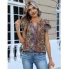 Zeagoo Womens Tops Dressy Casual Textured Blouses Cap Short Sleeve Shirts V Neck Button Up Summer Spring Work Tshirt Clothes(Multicolor 721)