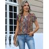 Zeagoo Womens Tops Dressy Casual Textured Blouses Cap Short Sleeve Shirts V Neck Button Up Summer Spring Work Tshirt Clothes(Multicolor 721)