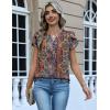 Zeagoo Womens Tops Dressy Casual Textured Blouses Cap Short Sleeve Shirts V Neck Button Up Summer Spring Work Tshirt Clothes(Multicolor 721)