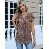 Zeagoo Womens Tops Dressy Casual Textured Blouses Cap Short Sleeve Shirts V Neck Button Up Summer Spring Work Tshirt Clothes(Multicolor 721)
