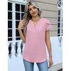 Zeagoo Womens Tops Dressy Casual Textured Blouses Cap Short Sleeve Shirts V Neck Button Up Summer Spring Work Tshirt Clothes(Pink)