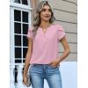Zeagoo Womens Tops Dressy Casual Textured Blouses Cap Short Sleeve Shirts V Neck Button Up Summer Spring Work Tshirt Clothes(Pink)