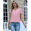 Zeagoo Womens Tops Dressy Casual Textured Blouses Cap Short Sleeve Shirts V Neck Button Up Summer Spring Work Tshirt Clothes(Pink)