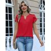 Zeagoo Womens Tops Dressy Casual Textured Blouses Cap Short Sleeve Shirts V Neck Button Up Summer Spring Work Tshirt Clothes(Red)