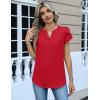 Zeagoo Womens Tops Dressy Casual Textured Blouses Cap Short Sleeve Shirts V Neck Button Up Summer Spring Work Tshirt Clothes(Red)