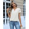 Zeagoo Womens Tops Dressy Casual Textured Blouses Cap Short Sleeve Shirts V Neck Button Up Summer Spring Work Tshirt Clothes(White)