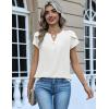 Zeagoo Womens Tops Dressy Casual Textured Blouses Cap Short Sleeve Shirts V Neck Button Up Summer Spring Work Tshirt Clothes(White)