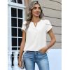 Zeagoo Womens Tops Dressy Casual Textured Blouses Cap Short Sleeve Shirts V Neck Button Up Summer Spring Work Tshirt Clothes(White)