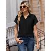 Zeagoo Womens Tops Short Sleeve Shirts Button Down Casual Blouses V Neck Outfits Summer Spring Clothes 2026(Black)