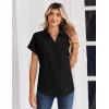 Zeagoo Womens Tops Short Sleeve Shirts Button Down Casual Blouses V Neck Outfits Summer Spring Clothes 2026(Black)