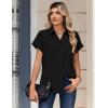 Zeagoo Womens Tops Short Sleeve Shirts Button Down Casual Blouses V Neck Outfits Summer Spring Clothes 2026(Black)