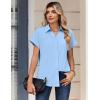 Zeagoo Womens Tops Short Sleeve Shirts Button Down Casual Blouses V Neck Outfits Summer Spring Clothes 2026(Blue)