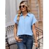 Zeagoo Womens Tops Short Sleeve Shirts Button Down Casual Blouses V Neck Outfits Summer Spring Clothes 2026(Blue)