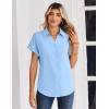 Zeagoo Womens Tops Short Sleeve Shirts Button Down Casual Blouses V Neck Outfits Summer Spring Clothes 2026(Blue)