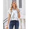 Zeagoo Womens Tops Short Sleeve Shirts Button Down Casual Blouses V Neck Outfits Summer Spring Clothes 2026(Chain Gray White)