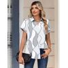 Zeagoo Womens Tops Short Sleeve Shirts Button Down Casual Blouses V Neck Outfits Summer Spring Clothes 2026(Chain Gray White)