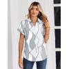 Zeagoo Womens Tops Short Sleeve Shirts Button Down Casual Blouses V Neck Outfits Summer Spring Clothes 2026(Chain Gray White)