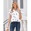 Zeagoo Womens Tops Short Sleeve Shirts Button Down Casual Blouses V Neck Outfits Summer Spring Clothes 2026(Feathers White)