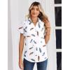 Zeagoo Womens Tops Short Sleeve Shirts Button Down Casual Blouses V Neck Outfits Summer Spring Clothes 2026(Feathers White)