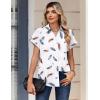 Zeagoo Womens Tops Short Sleeve Shirts Button Down Casual Blouses V Neck Outfits Summer Spring Clothes 2026(Feathers White)