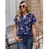 Zeagoo Womens Tops Short Sleeve Shirts Button Down Casual Blouses V Neck Outfits Summer Spring Clothes 2026(Floral Navy)