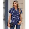 Zeagoo Womens Tops Short Sleeve Shirts Button Down Casual Blouses V Neck Outfits Summer Spring Clothes 2026(Floral Navy)