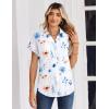 Zeagoo Womens Tops Short Sleeve Shirts Button Down Casual Blouses V Neck Outfits Summer Spring Clothes 2026(Floral White)