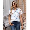 Zeagoo Womens Tops Short Sleeve Shirts Button Down Casual Blouses V Neck Outfits Summer Spring Clothes 2026(Floral White)