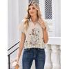 Zeagoo Womens Tops Short Sleeve Shirts Button Down Casual Blouses V Neck Outfits Summer Spring Clothes 2026(Flower Beige)
