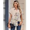 Zeagoo Womens Tops Short Sleeve Shirts Button Down Casual Blouses V Neck Outfits Summer Spring Clothes 2026(Flower Beige)