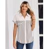 Zeagoo Womens Tops Short Sleeve Shirts Button Down Casual Blouses V Neck Outfits Summer Spring Clothes 2026(Multi)