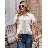 Zeagoo Womens Tops Short Sleeve Shirts Button Down Casual Blouses V Neck Outfits Summer Spring Clothes 2026(Multi)