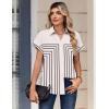 Zeagoo Womens Tops Short Sleeve Shirts Button Down Casual Blouses V Neck Outfits Summer Spring Clothes 2026(Multi)