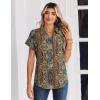 Zeagoo Womens Tops Short Sleeve Shirts Button Down Casual Blouses V Neck Outfits Summer Spring Clothes 2026(Multicolor721)