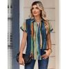 Zeagoo Womens Tops Short Sleeve Shirts Button Down Casual Blouses V Neck Outfits Summer Spring Clothes 2026(Stripe1)