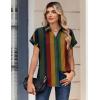Zeagoo Womens Tops Short Sleeve Shirts Button Down Casual Blouses V Neck Outfits Summer Spring Clothes 2026(Stripe2)