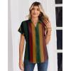 Zeagoo Womens Tops Short Sleeve Shirts Button Down Casual Blouses V Neck Outfits Summer Spring Clothes 2026(Stripe2)
