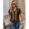 Zeagoo Womens Tops Short Sleeve Shirts Button Down Casual Blouses V Neck Outfits Summer Spring Clothes 2026(Stripe2)