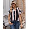 Zeagoo Womens Tops Short Sleeve Shirts Button Down Casual Blouses V Neck Outfits Summer Spring Clothes 2026(Stripe3)