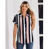 Zeagoo Womens Tops Short Sleeve Shirts Button Down Casual Blouses V Neck Outfits Summer Spring Clothes 2026(Stripe3)