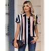 Zeagoo Womens Tops Short Sleeve Shirts Button Down Casual Blouses V Neck Outfits Summer Spring Clothes 2026(Stripe3)