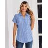Zeagoo Womens Tops Short Sleeve Shirts Button Down Casual Blouses V Neck Outfits Summer Spring Clothes 2026(Stripe4)