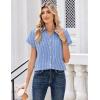 Zeagoo Womens Tops Short Sleeve Shirts Button Down Casual Blouses V Neck Outfits Summer Spring Clothes 2026(Stripe4)