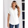 Zeagoo Womens Tops Short Sleeve Shirts Button Down Casual Blouses V Neck Outfits Summer Spring Clothes 2026(White)
