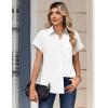 Zeagoo Womens Tops Short Sleeve Shirts Button Down Casual Blouses V Neck Outfits Summer Spring Clothes 2026(White)