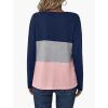 Zeagoo Women’s Waffle Shirts V Neck Long Sleeve Tops Color Block T-Shirts Casual Pullover Tunics 2025 Fashion Basic Tees(A-navy Blue/Gray/Pink)
