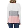 Zeagoo Women’s Waffle Shirts V Neck Long Sleeve Tops Color Block T-Shirts Casual Pullover Tunics 2025 Fashion Basic Tees(A-white/Gray/Pink)
