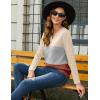 Zeagoo Women’s Waffle Shirts V Neck Long Sleeve Tops Color Block T-Shirts Casual Pullover Tunics 2025 Fashion Basic Tees(Beige/Gray/Terracotta)